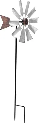 Produktbild von Große Windmühle aus Eisen für den Garten, drehbare Dekoration in Silber