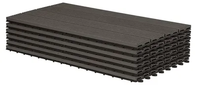 Produktbild von WPC Klickfliesen Holzoptik 12 Stück | Grau | 30x60x3 cm