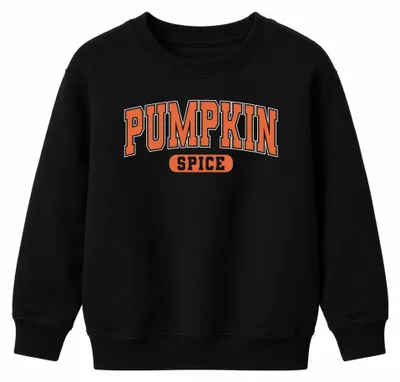 Produktbild von Pumpkin Spice Kürbisgewürz Herbst Halloween Autumn Kinder Sweatshirt Pullover, Schwarz, 128
