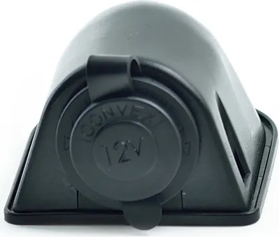 Produktbild von Aufbausteckdose 12 Volt schwarz, wasserdicht, universell, mit Deckel, Aufbau