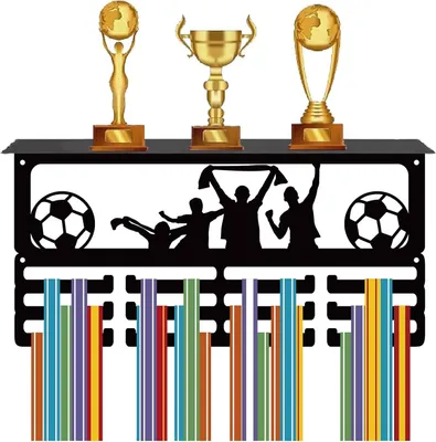 Productafbeelding van Medaille Hanger - Trofee Plank - Sport Prestaties Tonen - 4 Rijen Capaciteit - 40x20cm - Zwart