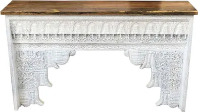 Zdjęcie produktu dla Orientalna drewniana konsola kredens Hadidza biała 150cm