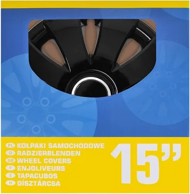 Obrázek produktu pro Sada krytů kol Aura černá 15 palců 4 kusy ve vitrínce