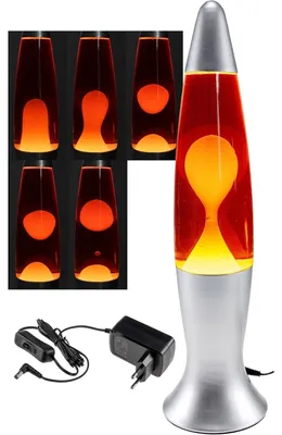 Obrázok produktu pre Lávová lampa „CTL-ROGE LED“ 40 cm Voda: červená, vosk: žltá, telo: strieborná