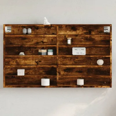 Obrázek produktu pro Vitrína z kouřového dubu 100x8,5x58 cm materiál na bázi dřeva