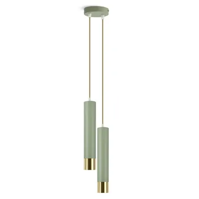 Produktbild von LUXOLAR 2-flammig Pendelleuchte Hellgrün Gold – höhenverstellbar LED GU10 modernes Design – Hängelampe für Wohnzimmer, Küche