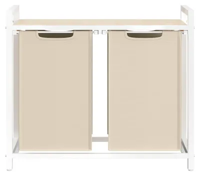Produktbild von Wäschekorb mit 2 Fächern und Ablage | Beige | 33x73x72cm
