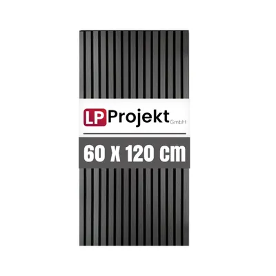 Produktbild von LP Projekt Holzwandpaneel 120 x 60cm | Modernes 3D Akustikpaneel für Räume & Büros | Dekorativ Schwarz Wandpaneel geeignet für dekorative Wand
