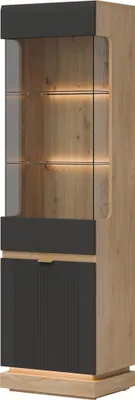Produktbild von Furniture24 Vitrinenschrank Vitrinenschrank Milton Ml05 Vitrine Wohnzimmerschrank Eiche Torro/Anthrazit
