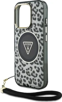 Immagine prodotto di Etui Guess Hc Iml Leopard Triangle Cord Strap Do Iphone 16 Pro Magsafe Czarny
