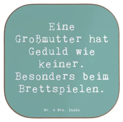 Produktbild von Mr. & Mrs. Panda Untersetzer für Gläser Spruch Großmutter Geduld - Meeresbrise - Geschenk, Lehren, Tassenuntersetzer, Holzuntersetzer, Verwandte, gläseruntersetzer