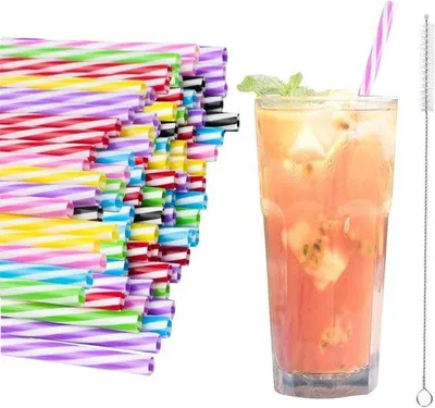 Productafbeelding van Stuks plastic cocktailrietjes, herbruikbare rietjes