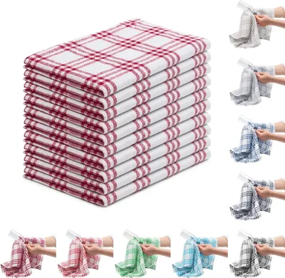 Produktbild von 10er PACK Geschirrtücher Küchentücher Trockentücher Grubentücher 100% Baumwolle, Farbe: Bordeaux