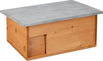 Immagine prodotto di Relaxdays Casetta per ricci, kit di montaggio, casetta per ricci con fondo, sportello per ratti e ingresso a labirinto, legno, A x L x P: 21 x 46 x 34 cm, arancione