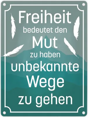 Produktbild von Metallschild in 15x20 cm mit schönem Spruch über die Freiheit für das Wohnzimmer