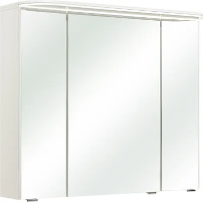 Produktbild von Spiegelschrank mit LED Kranzboden, mit 3D Funktion, in weiß Glanz BUDVA-66, B/H/T ca. 85,2/72,3/17 cm
