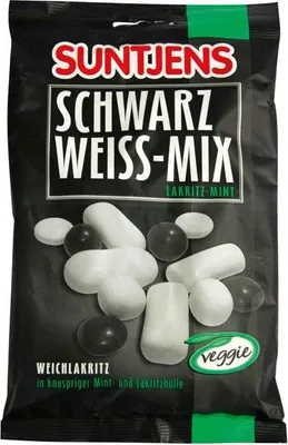 Produktbild von Suntjens Schwarz-Weiß Mix Lakritz-Mint 185g