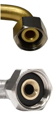 Zdjęcie produktu dla DN8 DVGW wąż opancerzony z oplotem ze stali nierdzewnej 3/8" OD x 3/8" OD z kolankiem Zagięcie 1000 mm