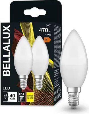Produktbild von 2 x Bellalux LED Leuchtmittel Kerze B40 4,9W = 40W E14 matt 470lm warmweiß 2700K