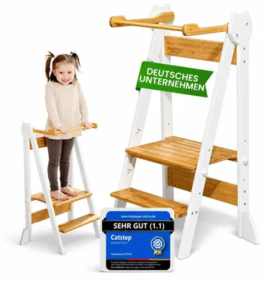 Obrázek produktu pro Montessori žebříček na učení, vyrobený z bambusu, s nastavitelnou výškou