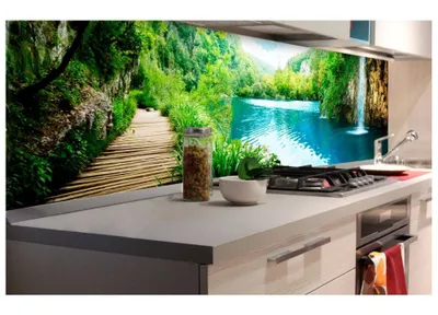 Produktbild von Küchenrückwand Folie selbstklebend ENTSPANNUNG IM WALD 180 x 60 cm - Klebefolie - Dekofolie - Spritzschutz für Küche -