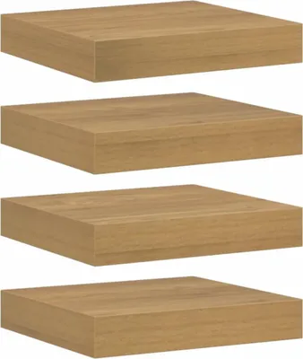 Obrázok produktu pre vidaXL Nástenná polica, 4 ks, hnedá, 23 x 23,5 x 4 cm, drevotrieska