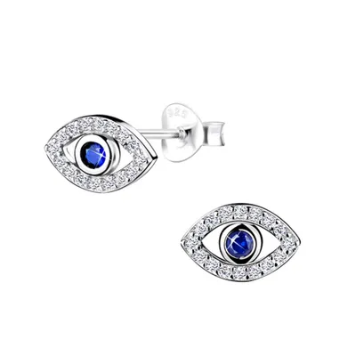Produktbild von Zirkonia Ohrstecker Silber 925 Ohrringe „Evil Eye“