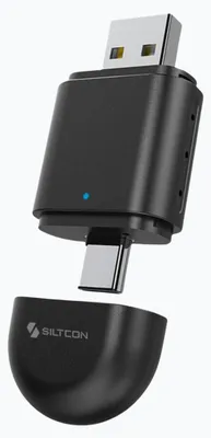 Produktbild von Siltcon® CarPlay Adapter 2-in-1 – Wireless Android Auto, USB-A/USB-C, Schwarz