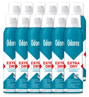 Produktbild von 12 x Odorex Anti-Transpirant Spray Extra Dry Sensitive - 150 ml - Vorteilspackung - 12 Stücke
