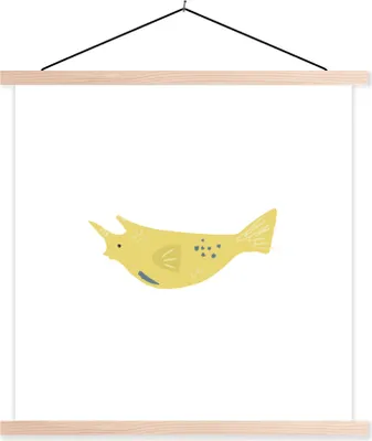 Produktbild von MuchoWow® Textilposter Pastell - Fisch - Gelb 60x60 cm mit holzfarbenen Rahmen - Wanddekoration
