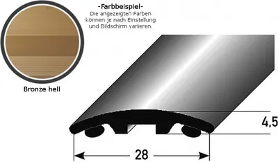 Produktbild von Stegübergangsprofil "Brüssel" / Übergangsschiene, 28 mm, Typ: 06 (Aluminium eloxiert)-bronze hell-1000-selbstklebend