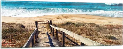 Produktbild von Bilder auf glas - Einteilig - Meer Strand Eintritt - 90x30cm - Glasbilder - Wandbilder - Bilder - zum Aufhängen bereit - Wanddekoration aus Glas - Glas Bilder - Wandbild auf Glas - GAB90x30-4359