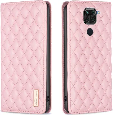 Produktbild von Redmi Note 9 Hülle, Elegant Bookstyle Flip Leder Kartenfächer Schutzhülle mit Ständer für Xiaomi Redmi Note 9 Pink
