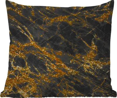 Produktbild von MuchoWow® Outdoor Kissen - Marmor - Gold - Schwarz - Chic - 40x40 cm - Wetterfest - Lounge Kissen - Kopfkissen - Interieur - Polster mit Bild