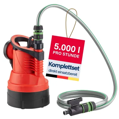Produktbild von T.I.P. DIO 85/10 flex Regenfass-Tauchdruckpumpe, 350 W, 5.000 l/h, inkl. Schlauch & Absperrhahn