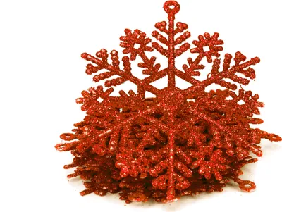 Produktbild von Anhänger Glitzer Schneeflocken Kunststoff 10cm, 10 Stück, Farbauswahl:rot 250