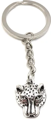 Produktbild von Onwomania Schlüsselanhänger Panther Kopf Silber Metall Anhänger Charm