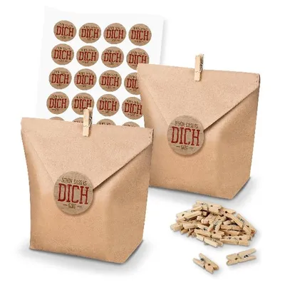 Produktbild von itenga SET Geschenktüten Schön dass es dich gibt (111) 24xTüten+Klammern+Sticker