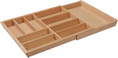 Produktbild von ExTray Buche massiv Teleskop-Schubladeneinsatz ausziehbar von 80 - 100 cm / Besteckeinsatz