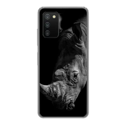 Produktbild von MuchoWow® Handyhülle Schutzhülle Hülle für Samsung Galaxy A03s Nashorn - Wildtier - Porträt Silikon Softcase Handy Hülle - Schutz