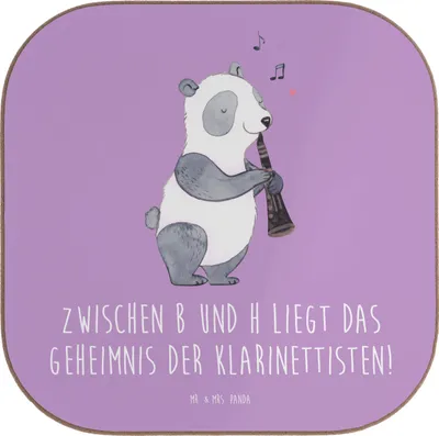 Produktbild von Mr. & Mrs. Panda Untersetzer für Gläser Klarinette Geheimnis - Lavendeltraum - Geschenk, Instrument, Holzuntersetzer, musikalisches Gespür, Musik, Notenlesen, Musiker
