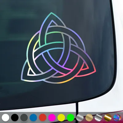 Produktbild von PantherPixel Keltischer Knoten Aufkleber Triqueta Kelten Sticker Auto Geschenkidee Farbe Oilslick-Hologramm