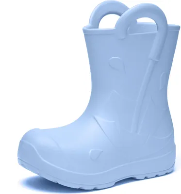 Produktbild von Ladeheid x Camminare Gummistiefel Kinder aus ultraleichtem EVA, wasserdicht, rutschfest und bequem, mit elegant geprägtem Splash-Design aus Wellen, Tropfen, Regenschirm LA-CA-20 (HellBlau,26/27 EU)
