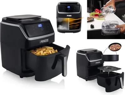 Produktbild von 2in1 Digitale Heißluftfritteuse & Dampfgarer mit 2tlg Zubehörset 6,5Ltr 1700Watt