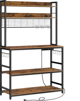 Produktbild von VASAGLE Küchenregal, Standregal mit Steckdosen, Gitterplatte, 14 Haken, 40 x 100 x 170 cm