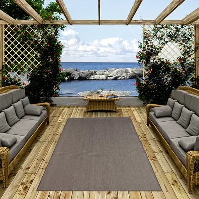 Produktbild von In- und Outdoor Teppich Flachgewebe Carpetto Uni Schwarz Mix, Größe:80x150 cm