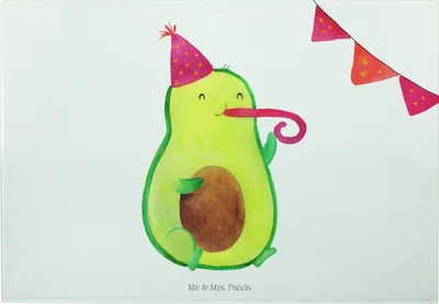 Produktbild von Mr. & Mrs. Panda Servierplatte Avocado Geburtstag - Weiß - Geschenk, Schneidebrett, Frucht, Hackbrett, Feier, Überraschung, Küchenbrett, Frühstücksbrett, Brotzeitplatte