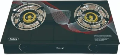 Obrázek produktu pro Dvojitá plynová varná deska Rosberg R51454GAD, tvrzené sklo, litinové hořáky, tři hořáky, 30 mbar, černá
