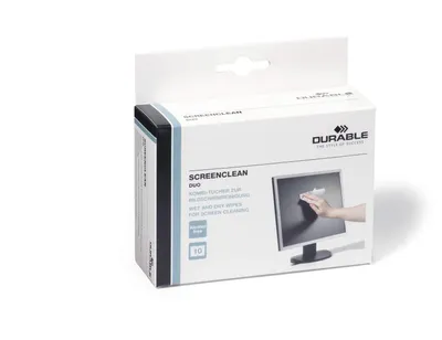 Produktbild von DURABLE Bildschirmreinigungsset SCREENCLEAN® DUO 10 St., weiß