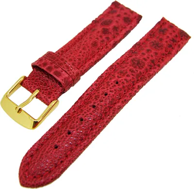 Produktbild von Uhrenarmband Lederband Rot Kroko 18mm Dornschließe Gold NEU